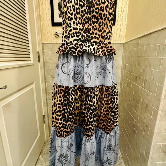 Ganni Dresses & Skirts - Ganni Leopard & Sky-Print Tiered Maxi Dress